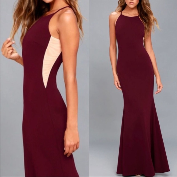 Lulus full length dress maroon burgundy - Picture 1 of 5